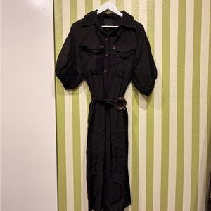 C/MEO Collective Black Midi Dress with Belt